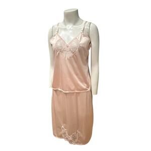 Vintage Pink Lace Butterfly Lingerie Set | Lace Camisole & Slip Skirt | Medium -